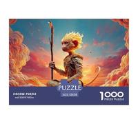 Monkey King Sitting on The Clouds 1000 Pcs Cartón Fuerte Rompecabezas Sun Wukong Cloudscape Liberador De Estrés Juego Creativo Puzzle para Niños Pequeños 52x38cm/1000pcs