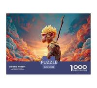 Monkey King Sitting on The Clouds 1000 Piezas Cartón Fuerte Rompecabezas Sun Wukong Cloudscape Liberador De Estrés Juego Creativo Puzzle para Niños Pequeños 52x38cm/1000pcs