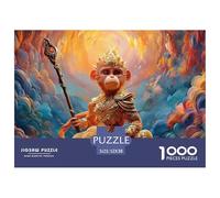 Monkey King Sitting on The Clouds 1000 Piezas Papel Ecológico Rompecabezas Monkey King Liberador De Estrés Juego Familiar Puzzle para Niños Pequeños 52x38cm/1000pcs
