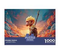 Monkey King Sitting on The Clouds 1000 Piezas Papel Ecológico Rompecabezas Sun Wukong Cloudscape Liberador De Estrés Juego Creativo Puzzle para Niños Pequeños 38x26cm/1000pcs