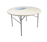 monkey ladder Mesa - Plegable, Redonda, 120 cm de diámetro, Estructura de Metal, Superficie de plástico, fácil de almacenar y Transportar. Ideal para Eventos. *