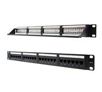 Monkey Ladder Panel de parches 24 puertos CAT 6 UTP 19" 1U negro, ideal para organizar y gestionar conexiones de red en entornos profesionales.