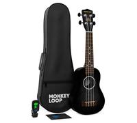 MONKEY LOOP Jungle Pack Black Ukelele Soprano (Ukelele, Funda, Afinador, Púa y Gamuza Limpiadora)