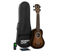MONKEY LOOP Jungle Pack Brown Ukelele Soprano (Ukelele, Funda, Afinador, Púa y Gamuza Limpiadora)