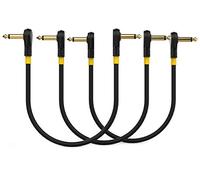 MONKEY LOOP Pro Link Pedal Guitar Patch Jack a Jack Acodados - Cable con Extremos Acodados - Pack de 3 - Conectores Bañados en Oro de 24k - Recubrimiento de PVC - Máximo Aislamiento - Longitud 15 cm