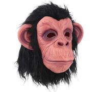 Monkey Mask Latex Full Head Animal Black Chimp Mask for Halloween Costume Party, Large