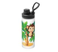 Monkey On The Coconut Tree - Botella de agua aislada a granel, de acero inoxidable con tapa, para adultos, ideal para uso diario y actividades al aire libre