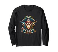 Monkey Pirate, divertido zoológico mono animal arte gráfico Manga Larga