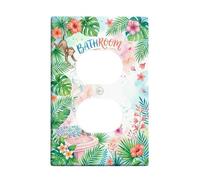 Monkey - Placa de pared dúplex para baño, diseño de flores tropicales juguetonas, hojas de plástico verde de verano, tamaño estándar, doble toma de corriente, para decoración del hogar, sala de estar