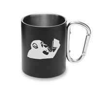 Monkey Reading Banksy Street Art - Taza de metal con asa de mosquetón, taza de camping