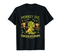 Monkey See Triceratops More Dino Jungle Swing Gráfico Camiseta