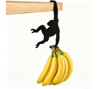 Monkey Silhouette - Gancho de metal, multiuso, para llaves, bolsas (negro) | Gancho único de silueta de mono, resistente y sin taladrar para llaves, auriculares y cosas pequeñas