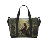 Monkey sitting on a tree - Bolso bandolera de mano para mujer, bolso de mano informal con cremallera, adecuado para el trabajo, viajes, fitness, viajes, color negro, talla única