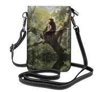 Monkey sitting on a tree - Bolso cruzado de cuero ligero para mujer, bolso de hombro para teléfono celular, bolsa de viaje con ranuras para tarjetas de crédito
