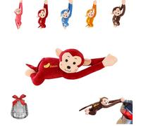 Monkey Squad,Adorable Hanging Wind-Braving Monkey,Plush Animal Car Tail Exterior & Window Interior Accessory Decor Gifts, with Suction Cup (55,Red)