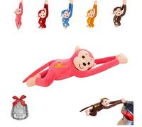 Monkey Squad,Adorable Hanging Wind-Braving Monkey,Plush Animal Car Tail Exterior & Window Interior Accessory Decor Gifts, with Suction Cup (55,Pink)