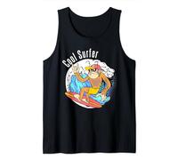 Monkey Surfer x Cool Surfer x Big Wave Chimpancé Surfing Camiseta sin Mangas