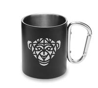 Monkey - Taza de metal con diseño de animales geométricos con asa de mosquetón, taza de camping