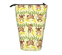 Monkey Tropical Banana Palm Trees - Estuche telescópico para lápices con cremallera para oficina y escuela