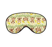 Monkey Tropical Banana Palm Trees Sleep Eye Mask Blindfold Correas de cabeza ajustables Eye Cover para mujeres, hombres, niñas y niños