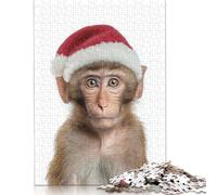 Monkey Wearing A Christmas Santa Hat Puzzle Imposible,desafío para Adultos Entretenimiento Creativo 1000 Piezas Obra De Arte De Juego De para Adultos, Regalos A Partir De 14 Años 1000pcs (75x50cm)