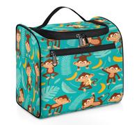Monkey with Banana - Bolsa de maquillaje de viaje para mujeres, hombres, niñas, niños, mono, 11,2 L, bolsa de aseo colgante, artículos de tocador, organizador de cosméticos, bolsa de ducha, color,