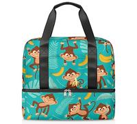 Monkey with Banana - Bolsa de viaje de 21 l, bolsa de fin de semana, bolsa de deporte separada en húmedo, bolsa de viaje para hombres y mujeres, bolsa de fin de semana, multicolor, 21L, Bolsa de viaje
