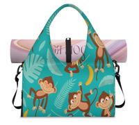 Monkey with Banana - Bolsa deportiva de lona para mujeres y hombres, bolsa de viaje con compartimento para zapatos, bolsa de hombro para yoga, gimnasio, viajes, color, L, Organizador de bolsas