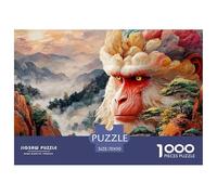 Monkey with Colorful Clouds 1000 Pcs Ökopapier Puzzle Mythical Monkey King Stressabbau Kreatives Spiel Puzzles Als Wohnaccessoires 70x50cm/1000pcs