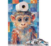 Monkey with Toilet Paper Puzzles Imposible,desafío for Adults Juego Educativo 1000 Piezas Obra De Arte De Juego De para Adultos Y Niños A Partir De 12 Años 500pcs (52x38cm)