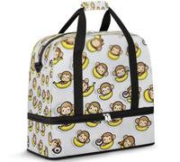 Monkeys Banana - Bolsa de viaje para mujeres y hombres, bolsa de fin de semana, plegable, separada, 47 L, bolsa de mano para deportes, gimnasio, yoga, color, 47 L, Organizador de bolsas
