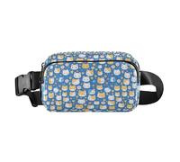Monkeys Bananas and Palm Leaves - Riñonera impermeable con correa ajustable para viajes, gimnasio y trabajo, Divertidas caras coloridas de gatos en azul, 1 Size