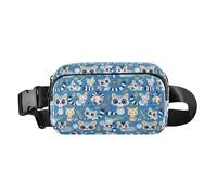 Monkeys Bananas and Palm Leaves - Riñonera impermeable con correa ajustable para viajes, gimnasio y trabajo, Lémures Madagascar en patrón azul, 1 Size