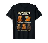 Monkeys of The World Camiseta Linda Especies de Primates Camiseta