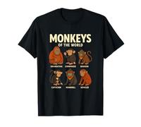 Monkeys of The World Camiseta Linda Especies de Primates Camiseta