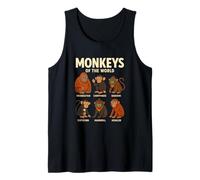 Monkeys of The World Camiseta Linda Especies de Primates Camiseta sin Mangas