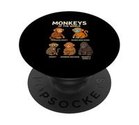 Monkeys of The World Camiseta Linda Especies de Primates PopSockets PopGrip Adhesivo