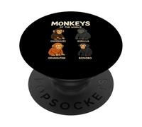 Monkeys of The World Camiseta Linda Especies de Primates PopSockets PopGrip Adhesivo