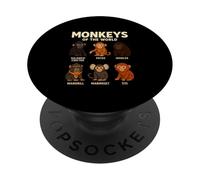 Monkeys of The World Camiseta Linda Especies de Primates PopSockets PopGrip Adhesivo