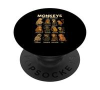 Monkeys of The World Camiseta Linda Especies de Primates PopSockets PopGrip Adhesivo