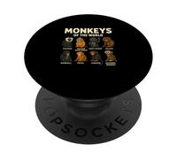 Monkeys of The World Camiseta Linda Especies de Primates PopSockets PopGrip Adhesivo