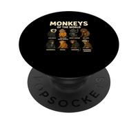 Monkeys of The World Camiseta Linda Especies de Primates PopSockets PopGrip Adhesivo