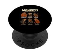 Monkeys of The World Camiseta Linda Especies de Primates PopSockets PopGrip Adhesivo