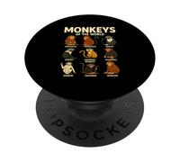 Monkeys of The World Camiseta Linda Especies de Primates PopSockets PopGrip Adhesivo