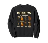 Monkeys of The World Camiseta Linda Especies de Primates Sudadera