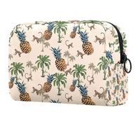 Monkeys Palm Trees and Pineapples - Bolsa de cosméticos para mujer, neceser de viaje, bolsa organizadora de maquillaje grande con cremallera, multicolor, 18.5x7.5x13cm/7.3x3x5.1in, Neceser