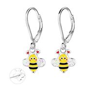 Monkimau Abejas Niños y niñas, Pendientes, pendientes de botón, joyas para las orejas, de plata de ley 925, hipoalergénicos y sin níquel, 9 mm x 10 mm, para niños y niñas