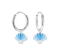 Monkimau Aros con conchas para niños y niñas, Pendientes, pendientes de botón, joyas para las orejas, de plata de ley 925, hipoalergénicos y sin níquel, 8 mm x 6 mm, para niños y