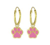 Monkimau Aros con huella de pata para niños y niñas, Pendientes, pendientes de botón, adornos para las orejas, De plata de ley 925, hipoalergénicos y sin níquel, 8 mm x 7 mm, Para niños y