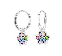 Monkimau Aros con huella de pata para niños y niñas, Pendientes, pendientes de botón, joyería para las orejas, de plata de ley 925, hipoalergénicos y sin níquel, 8 mm x 8 mm niños y